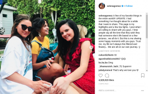 Insta post of selena gomez as a message to her fans
