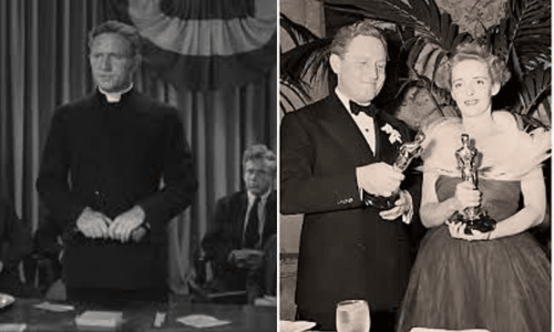 A movie collage featuring Spencer Tracy in his most famous role.