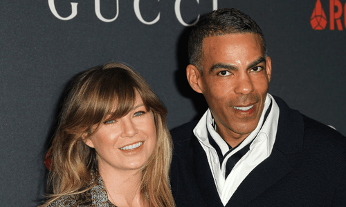 Ellen Pompeo and Chris Ivery posing together at a red carpet event