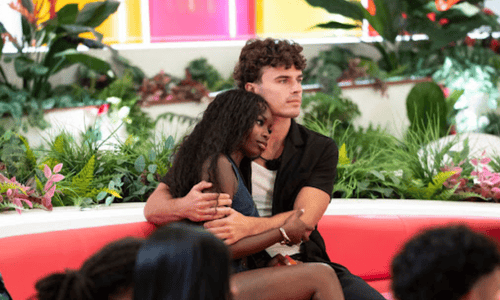 Nic Vansteenberghe and Olandria Carthen as runners-up on Love Island USA Season 7