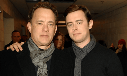 Tom Hanks and his son, Colin Hanks, are pictured together at an event. 