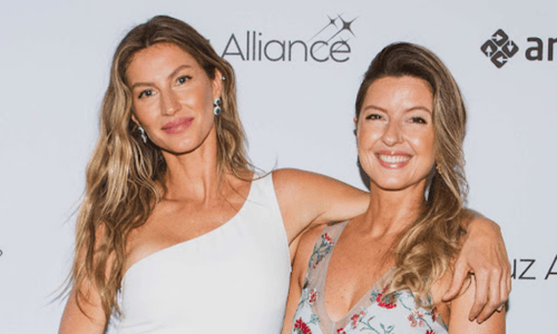 Supermodel Gisele Bündchen with her twin sister Patricia, who also manages her career.