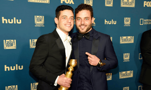 Rami Malek with his identical twin brother Sami Malek, looking strikingly similar.