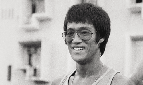 Bruce Lee during the filming of Game of Death before his sudden and mysterious death in 1973.