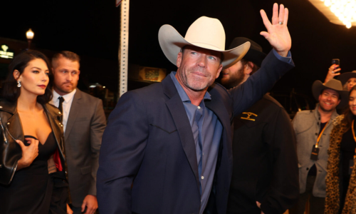 Taylor Sheridan at a Hollywood event following reports of his exit from Paramount and new NBCUniversal deal.