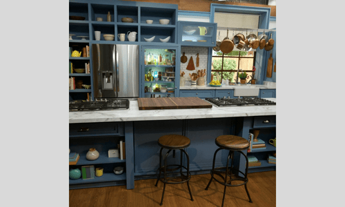 The Kitchen’s colorful studio set on Food Network ahead of the show’s cancellation after 40 seasons.