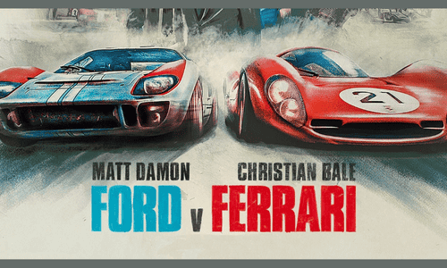 Le Mans race cars from Ford v Ferrari depicting legendary endurance racing rivalry.