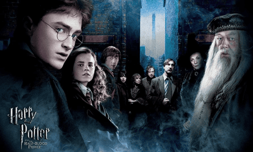 Harry Potter and fellow wizards practicing magic at Hogwarts in the iconic fantasy film series.