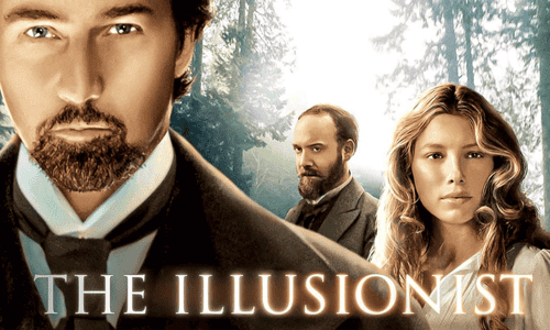 Scene from The Illusionist showing Eisenheim performing a mysterious magic illusion in a romantic period setting.