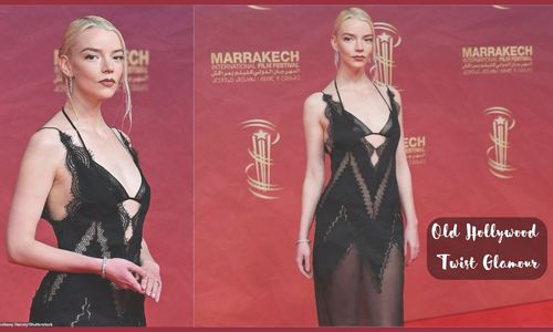Anya Taylor-Joy’s Cinematic couture gown inspired by old Hollywood glamour with modern styling.
