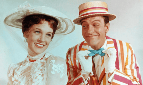 Dick Van Dyke as Bert with Julie Andrews in Mary Poppins