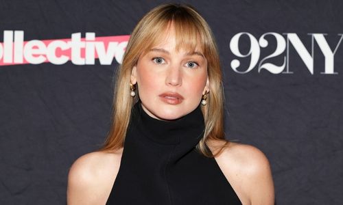 Jennifer Lawrence debuting wispy bangs at a public event