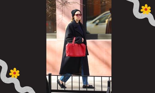 Jennifer Lawrence carrying a luxury crocodile handbag with a casual outfit.