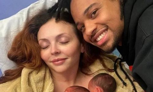 Jesy Nelson and fiancé Zion Foster after welcoming their premature twin daughters following a high-risk pregnancy