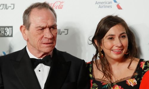 Actor Tommy Lee Jones pictured with his daughter Victoria Jones at a public event in 2017