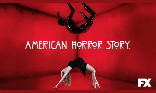 A promotional poster for the TV series American Horror Story featuring a stark, surrealist design.