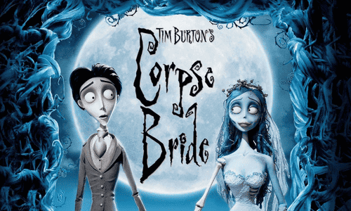  Corpse Bride characters in a stop-motion scene highlighting Tim Burton’s poetic gothic animation.