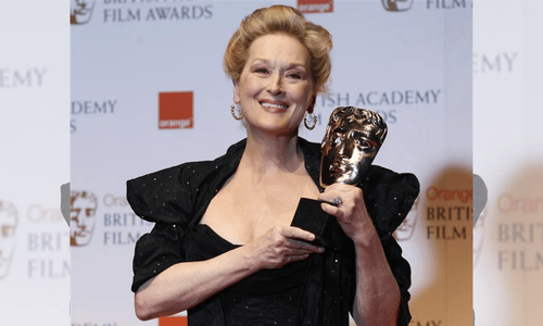Meryl Streep at an awards ceremony, celebrating her record-breaking Oscar wins and historic achievements.