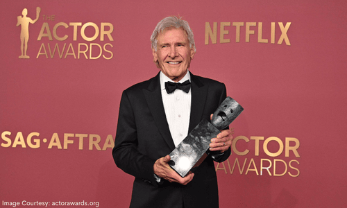 Harrison Ford, recipient of the SAG-AFTRA Life Achievement Award at the 2026 Actor Awards ceremony.