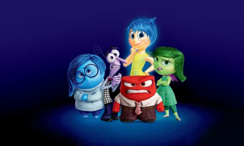 This image features the main characters from the Disney and Pixar animated film Inside Out. 