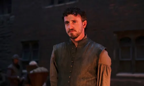 A brooding close-up of Paul Mescal in the movie Hamnet.