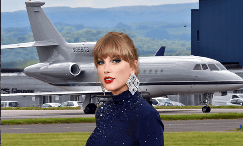A sleek white Dassault Falcon 7x private jet used by Taylor Swift for global travel, seen on a runway.