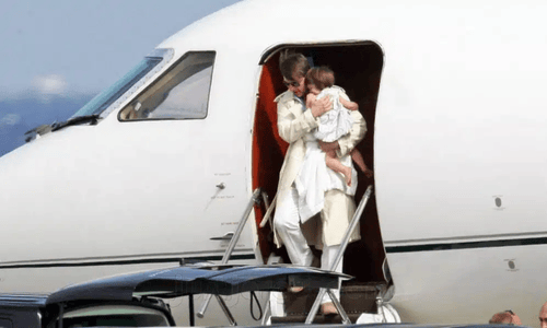 A sophisticated white Gulfstream IV private jet owned and often piloted by actor Tom Cruise.