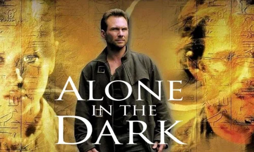 Movie poster for Alone in the Dark starring Christian Slater and Tara Reid.
