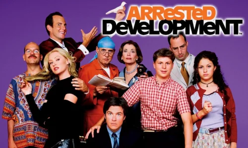The image features the cast of the sitcom "Arrested Development". 
