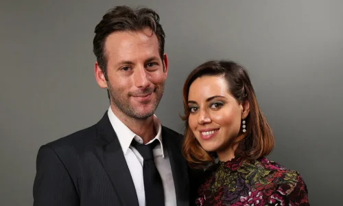 A candid photo of Aubrey Plaza and her late husband Jeff Baena.