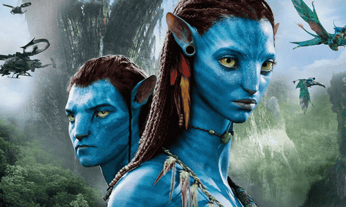 The Hallelujah Floating Mountains of Pandora with waterfalls and lush greenery from James Cameron's Avatar.