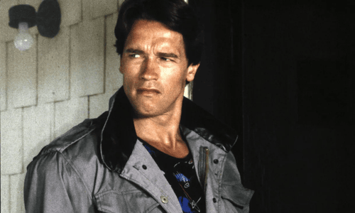 The T-800 Terminator endoskeleton walking through flames during the factory climax of The Terminator.