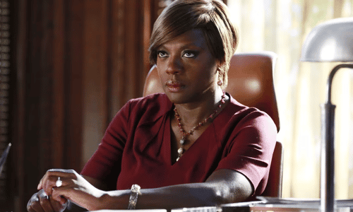 Viola Davis as Annalise Keating, looking sharp and formidable in a scene from the hit TV series.
