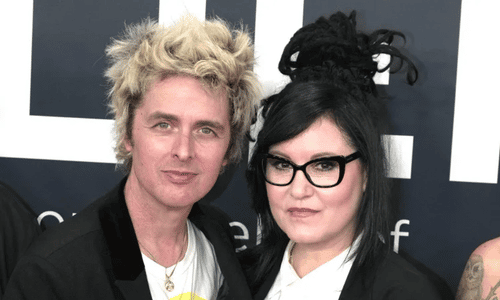 Green Day's Billie Joe Armstrong and wife Adrienne Nesser at the 68th Grammy Awards in February 2026.