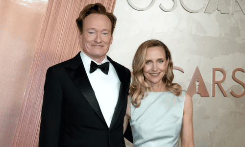 Conan O’Brien and wife Liza Powel attending the 97th Academy Awards in March 2026.