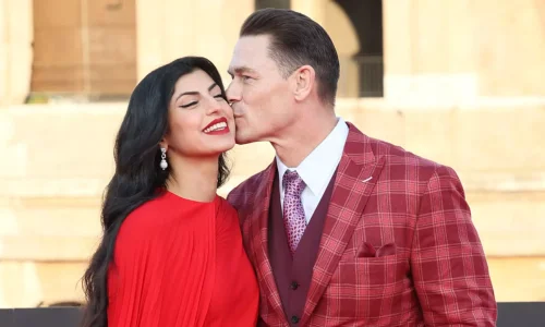 his image features John Cena and his wife, Shay Shariatzadeh, attending the premiere of Fast X in Rome.