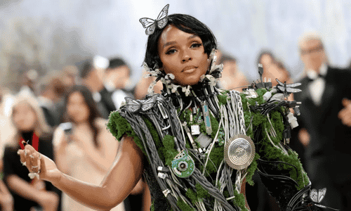 Janelle Monáe in a Christian Siriano dress crafted with electrical wires and real moss for the Met Gala.