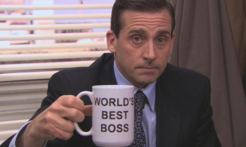Steve Carell playing Michael Scott in a scene from The Office.