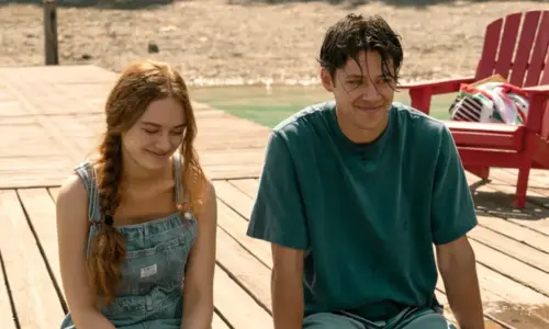 Scene from Every Year After featuring the main characters in the romance drama