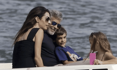George-Clooney-wife-Amal Clooney and twins Alexander and Ella