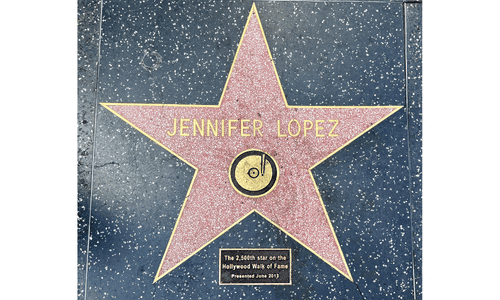 The 2,500th star on the Hollywood Walk of Fame belonging to Jennifer Lopez