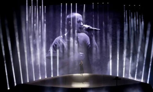 Bieber performing live during Coachella 2026