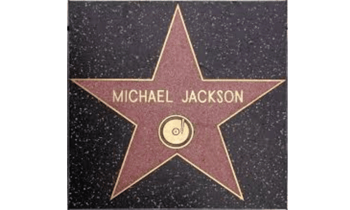 A close-up view of Michael jackson star on the Hollywood Walk of Fame.