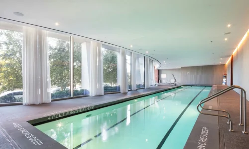Luxury amenity space inside the 160 Leroy Street condominium building