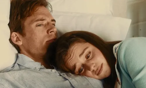 Emilia Clarke and Sam Claflin in an emotional scene from Me Before You