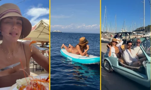 jessica alba enjoying her italy vacation with boyfriend and bikini collage