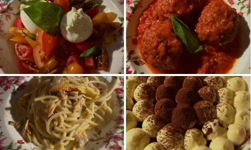 collage image of foods enjoyed by jessica alba in her italy vacation
