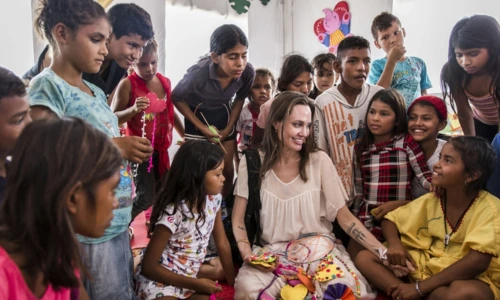 Angelina Jolie visiting communities as part of her humanitarian work
