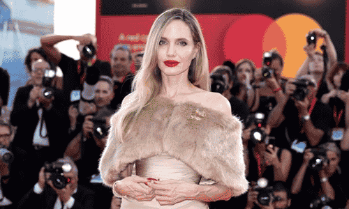 Angelina Jolie posing at a public event