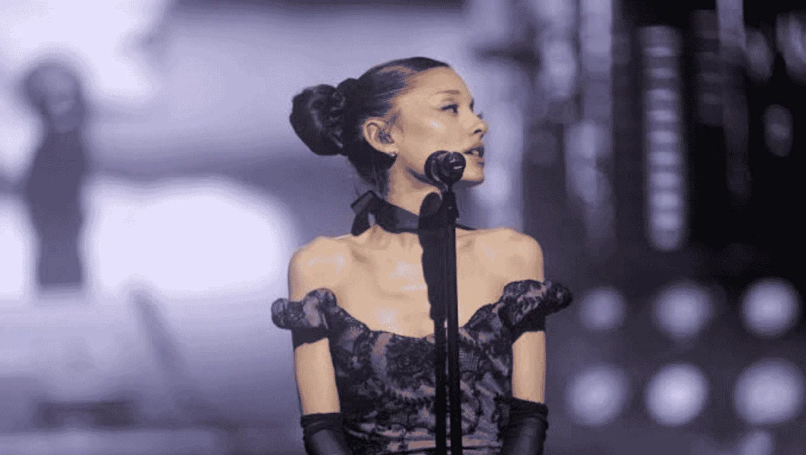 Ariana Grande performing on stage during the Eternal Sunshine Tour